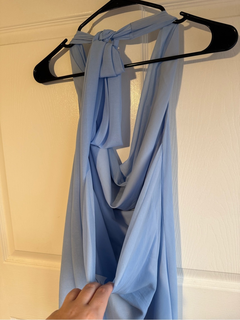 Mare Mare Cowl Neck Sheer Hem Maxi Dress Light Blue Size Small - Picture 9 of 15